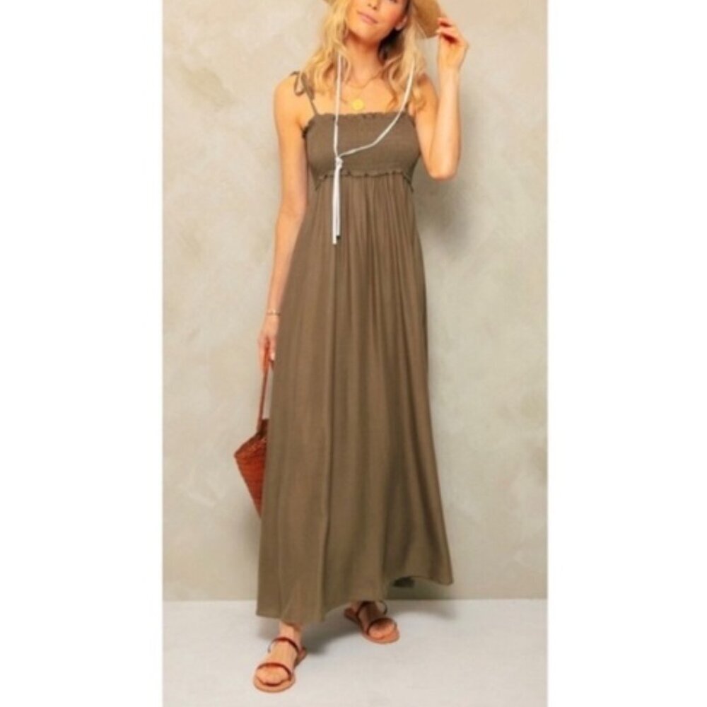 Tuckernuck Pomander‎ Place Shallon Tie Strap Smocked Maxi Dress Small